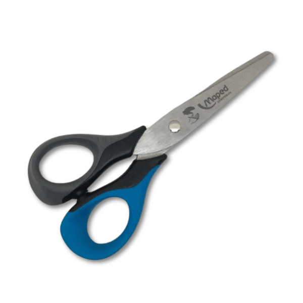 Kinderschere Sensoft 3D für Linkshänder von Maped (13 cm) in blau-grau