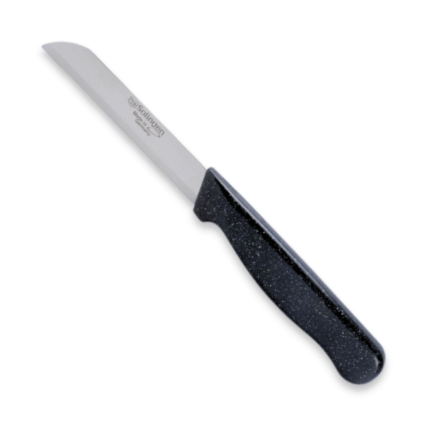 Schälmesser mit schwarzem Glittergriff für Linkshänder (18 cm)