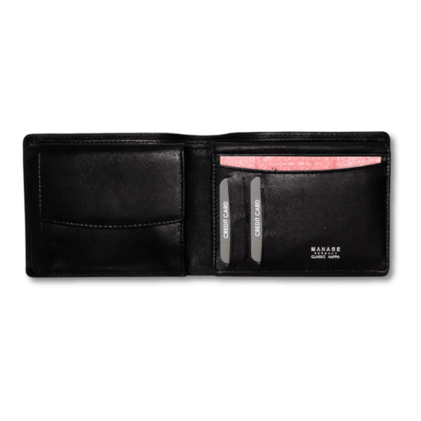 Portemonnaie klassische Form aus Leder für Linkshänder von Manage in schwarz - Image 2