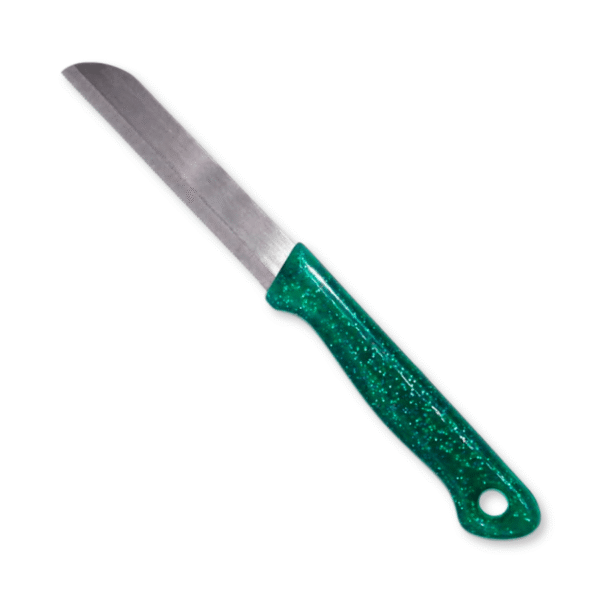 Schälmesser mit grünem Glittergriff für Linkshänder (18.5 cm)