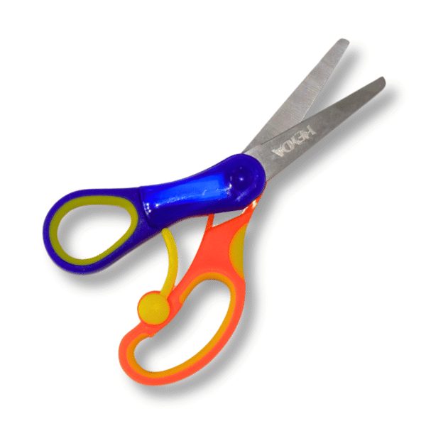 Kinderschere Soft-Touch abgerundet von Heyda für Linkshänder (13.5 cm) in blau-orange – Bild 2