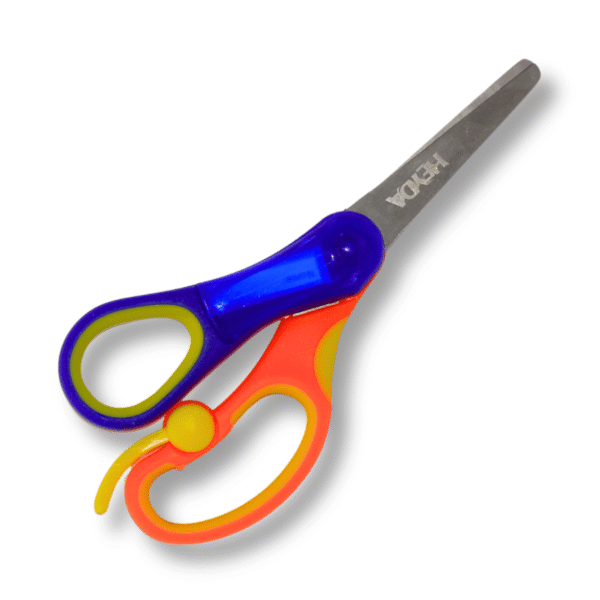 Kinderschere Soft-Touch abgerundet von Heyda für Linkshänder (13.5 cm) in blau-orange