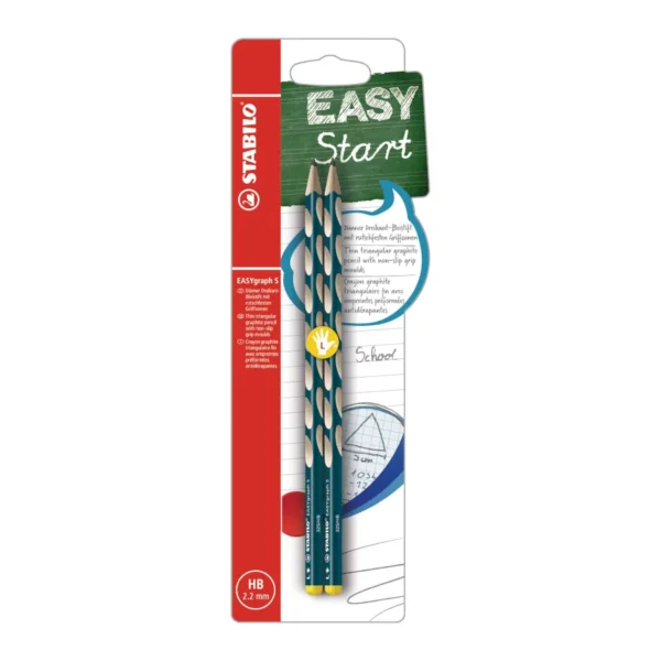 Bleistift EASYgraph S HB 2.2 mm für Linkshänder im 2er Set von STABILO in petrol