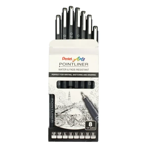 Pentel Pointliner Fineliner-Set (8-teilig) von Pentel in schwarz - Image 2