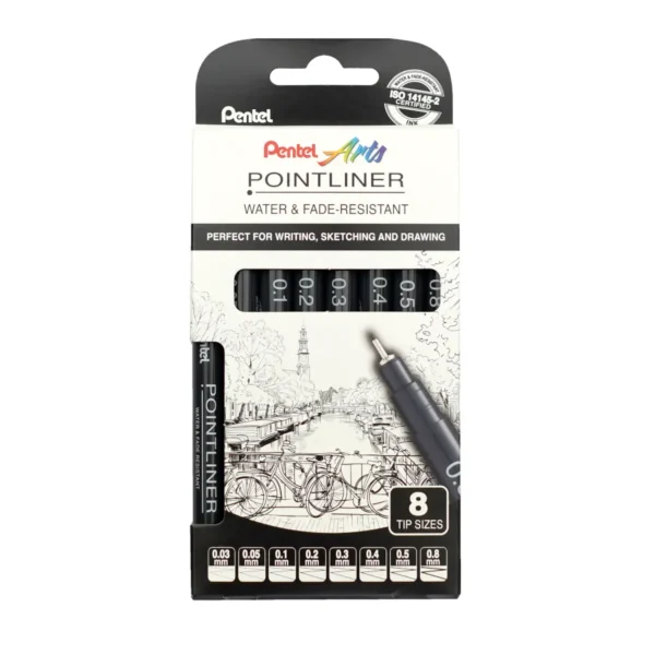 Pentel Pointliner Fineliner-Set (8-teilig) von Pentel in schwarz