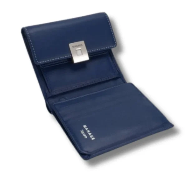 Portemonnaie aus Leder für Linkshänder von Manage in blau - Image 4